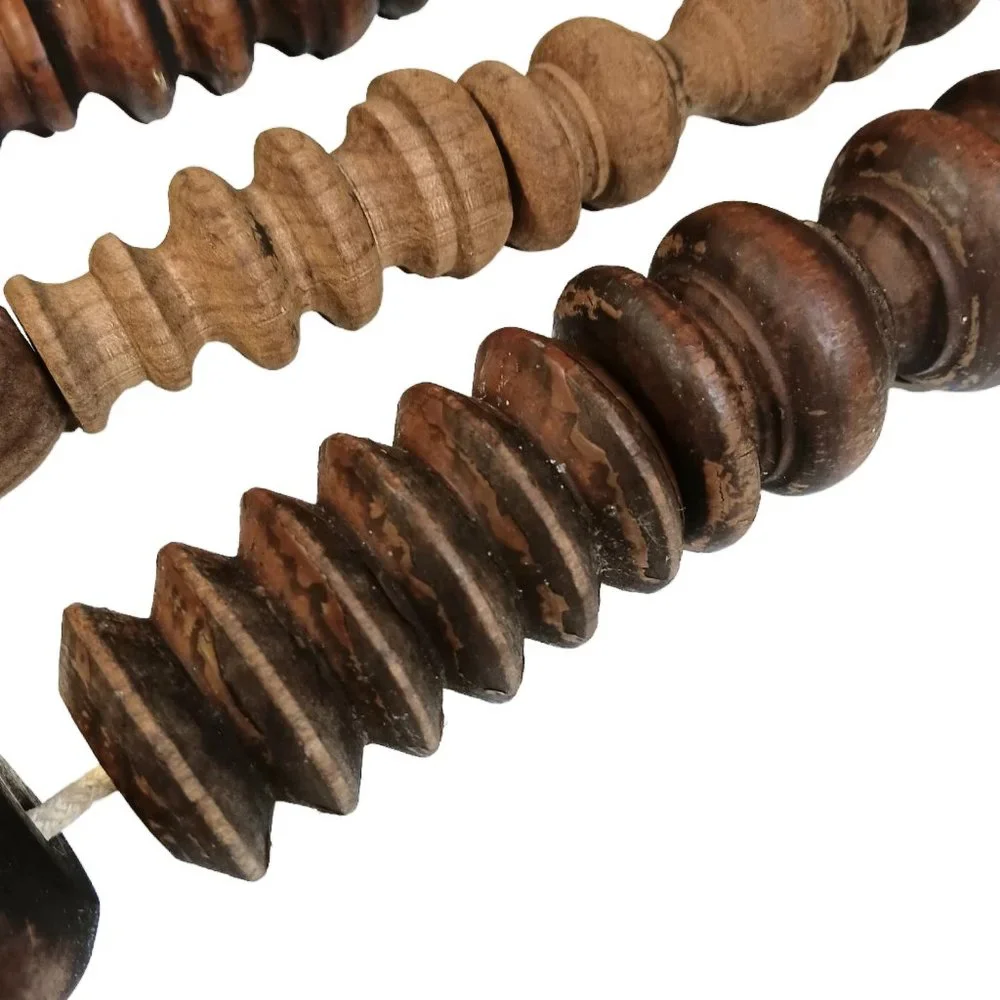 Carved Hardwood Spindle Beads Wall Decor Outdoor Yard Art